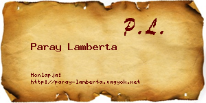 Paray Lamberta névjegykártya